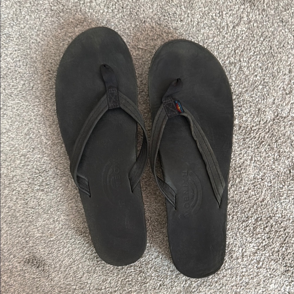 Black rainbow flip flops - lightly worn!